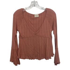 Peach Love California Bell Sleeve Top Womens Small Orange New WOT